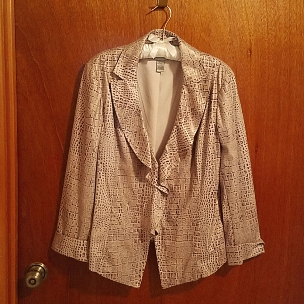 Ruffled Collar, Python Print Chico's Jacket - image 1